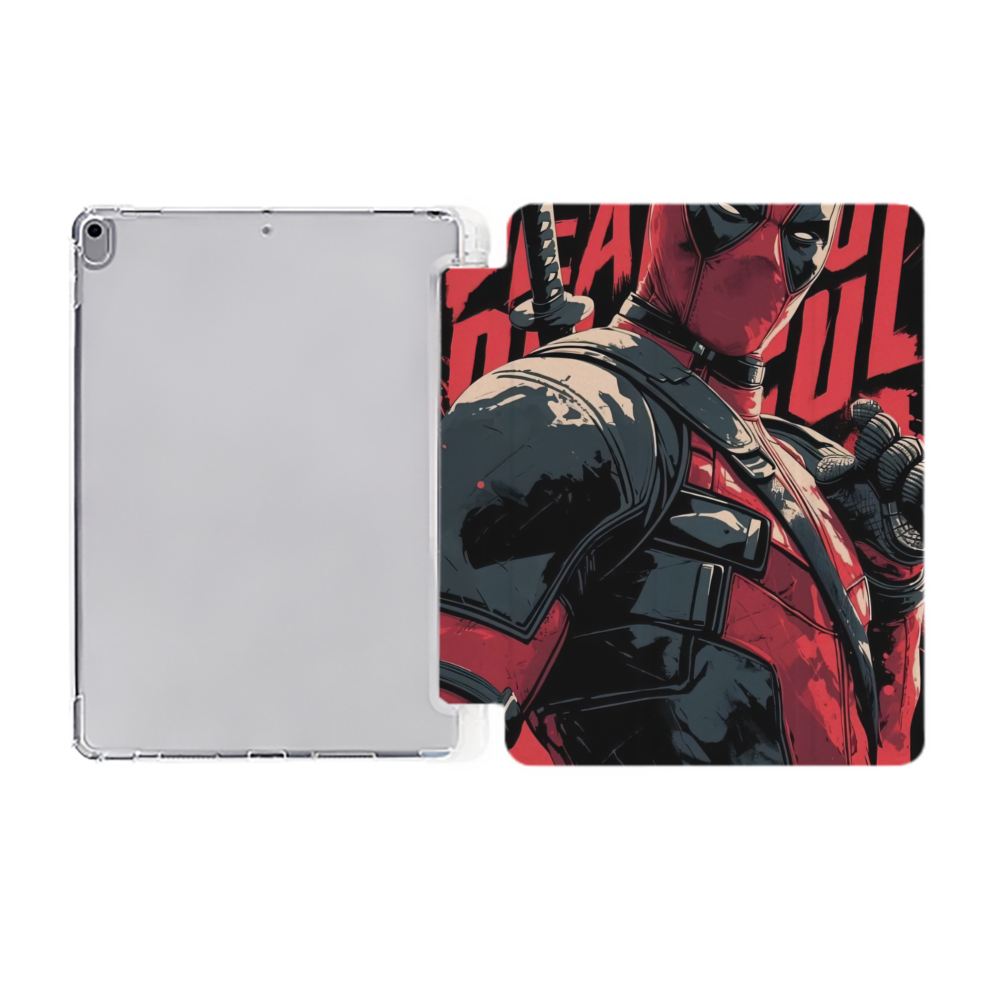 （画像用） Deadpool デッドプール IPad ケース ペン収納付き 三つ折りスタンド PUレザー×シリコン 対応機種9.5/10.5/10.9インチ